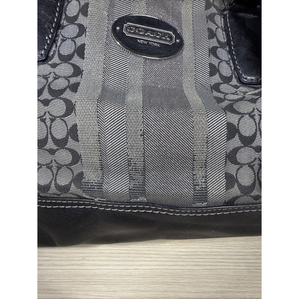 COACH Legacy Black & Silver Stripe Signature Molly Bag Satchel 21154 Purse Tote - Picture 2 of 13